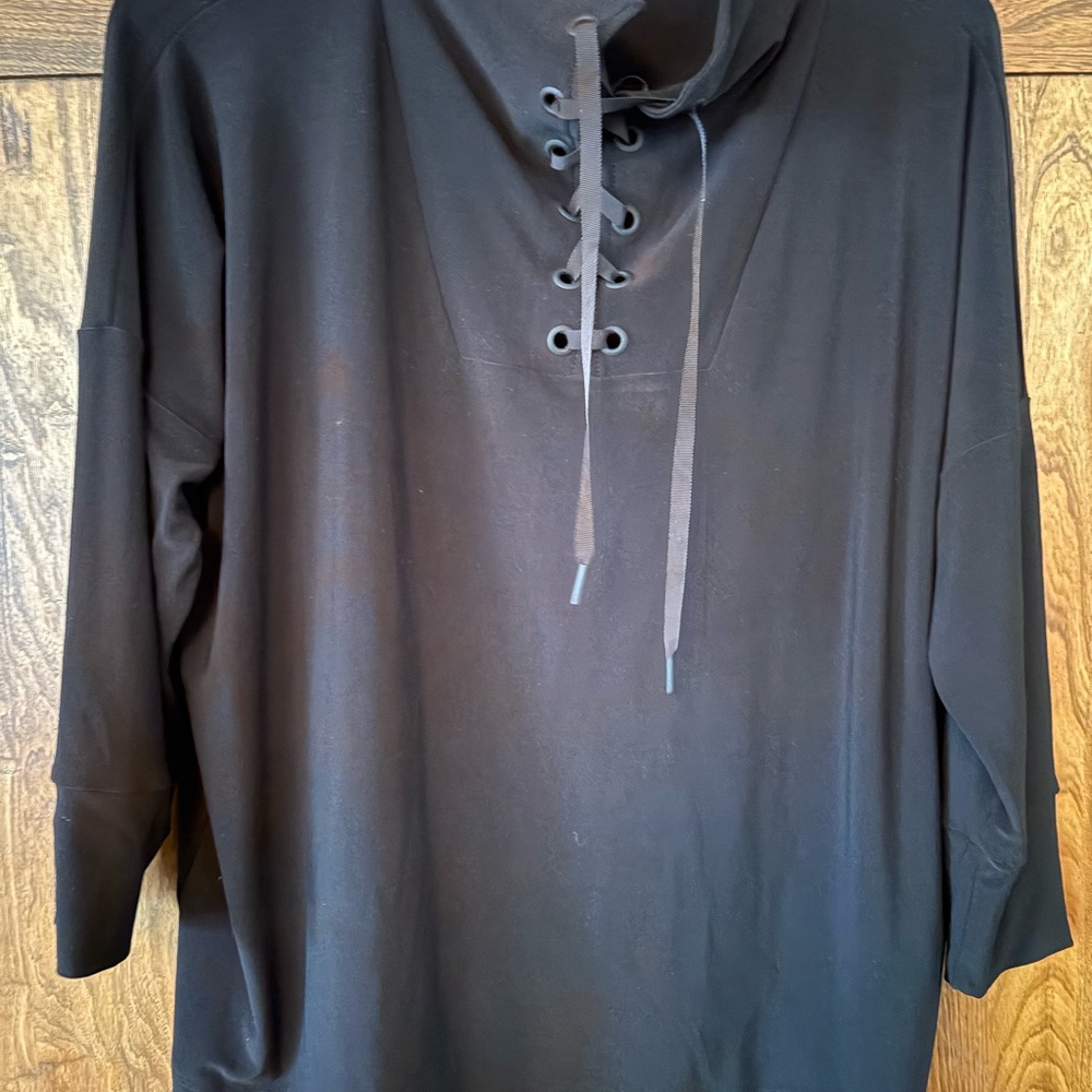 Sympli Black Lace-Up Sweatshirt